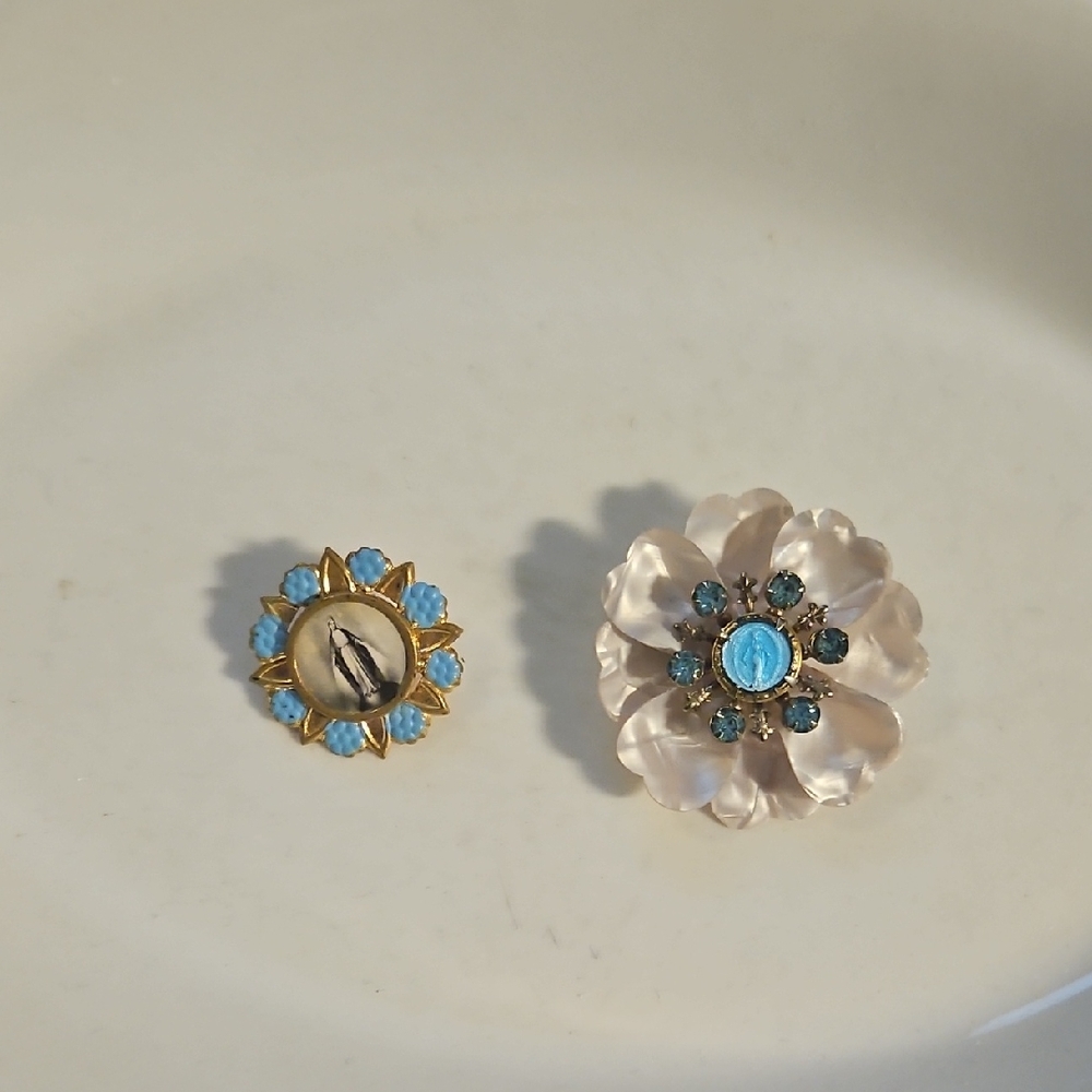Vintage Blessed Mother Pins